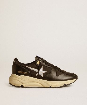 Women’s Running Sole in black nappa leather and nylon with a silver leather star
