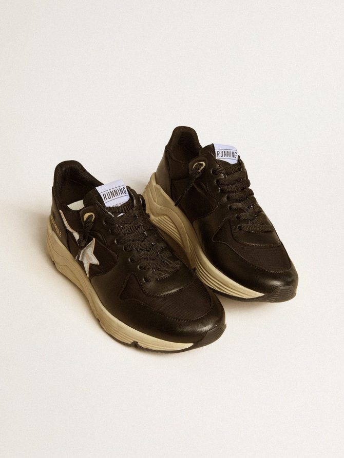 Women’s Running Sole in black nappa leather and nylon with a silver leather star - Image 2