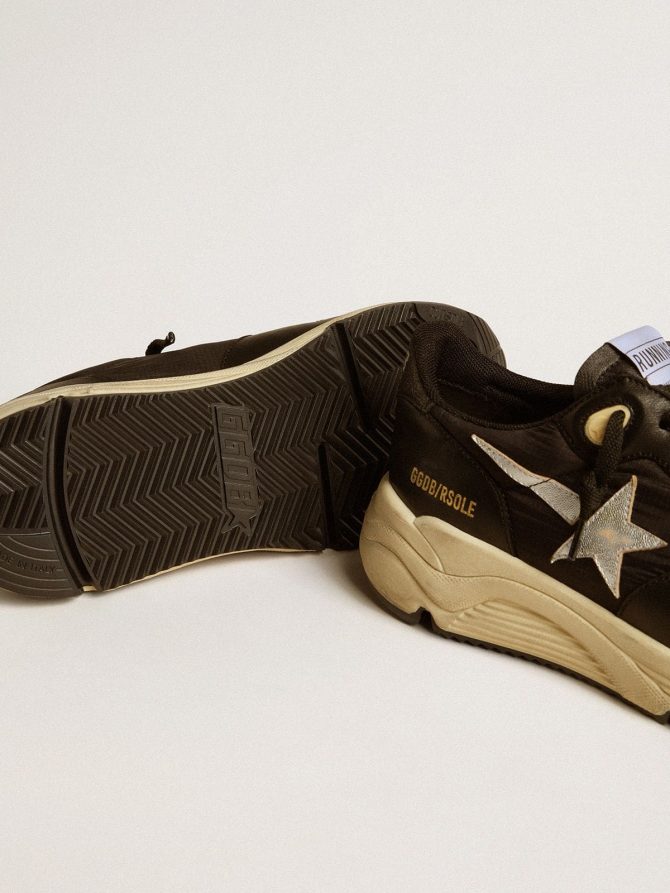 Women’s Running Sole in black nappa leather and nylon with a silver leather star - Image 3
