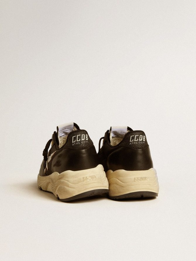 Women’s Running Sole in black nappa leather and nylon with a silver leather star - Image 4