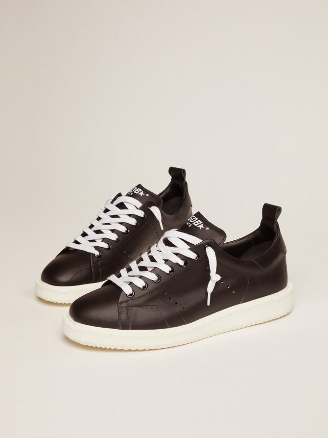 Starter sneakers in total black leather - Image 2