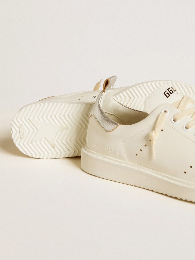 Women’s Starter LTD in white leather with silver metallic leather heel tab - Image 3