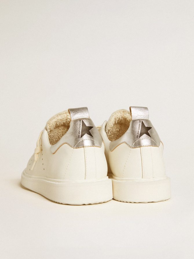 Women’s Starter LTD in white leather with silver metallic leather heel tab - Image 4