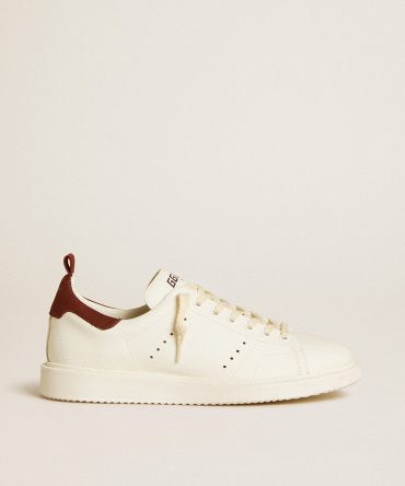 Women’s Starter in white leather with burgundy nubuck heel tab