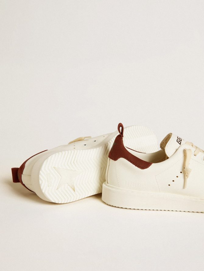 Women’s Starter in white leather with burgundy nubuck heel tab - Image 3