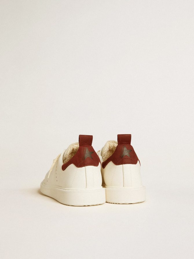 Women’s Starter in white leather with burgundy nubuck heel tab - Image 4