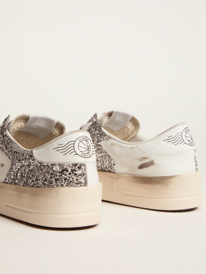 Women’s Stardan in white leather and glitter - Image 5