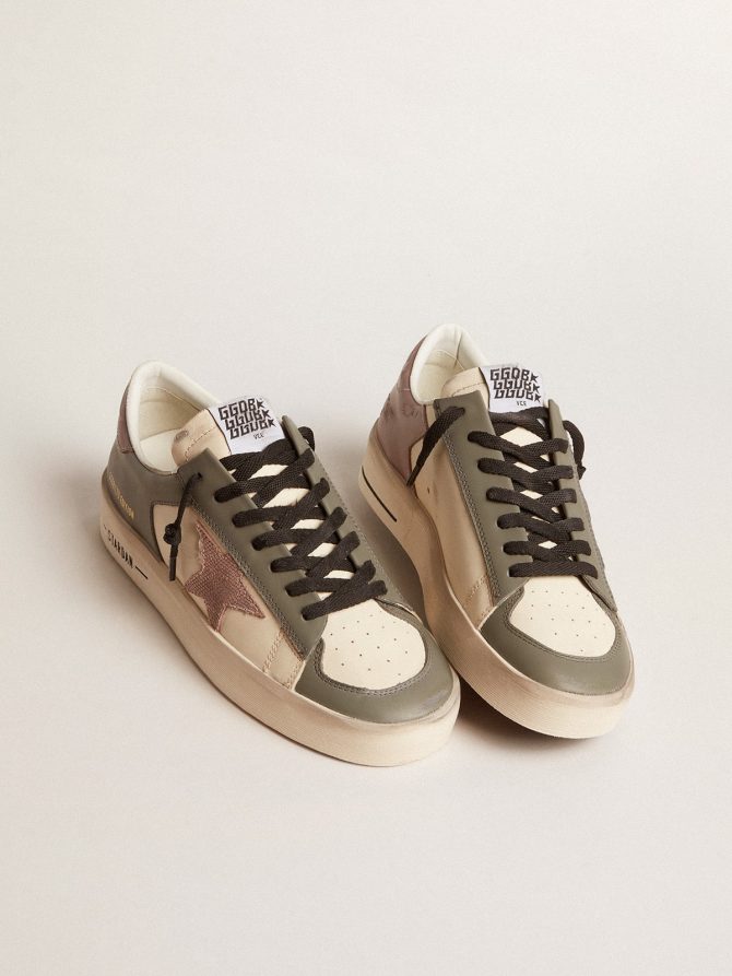 Women’s Stardan LTD in gray leather with a pink leather star and heel tab - Image 2