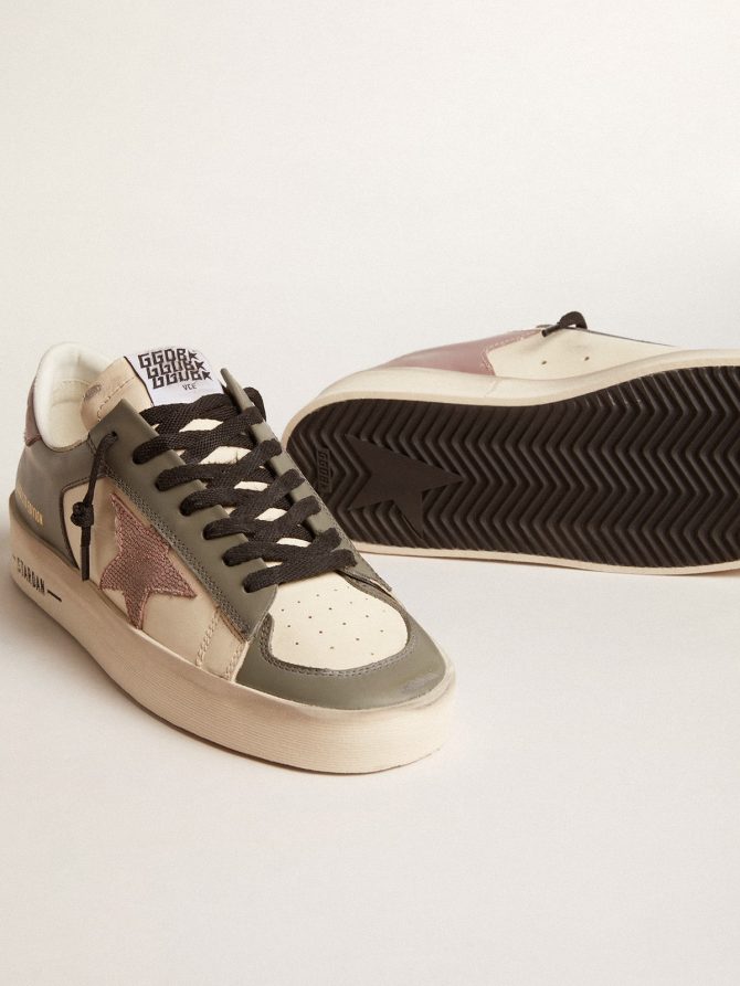 Women’s Stardan LTD in gray leather with a pink leather star and heel tab - Image 3