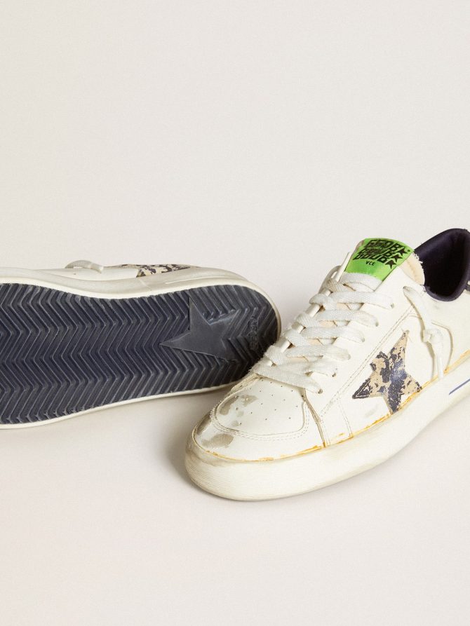 Women’s Stardan LAB in white leather with a camouflage star and heel tab - Image 3