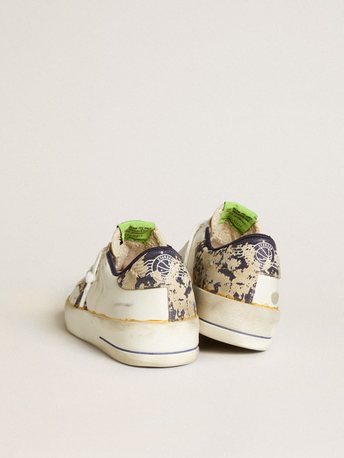 Women’s Stardan LAB in white leather with a camouflage star and heel tab - Image 4