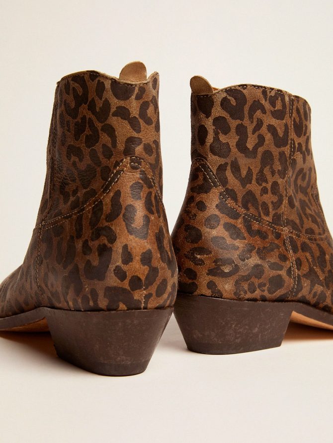 Women’s leather ankle boots with leopard print - Image 4
