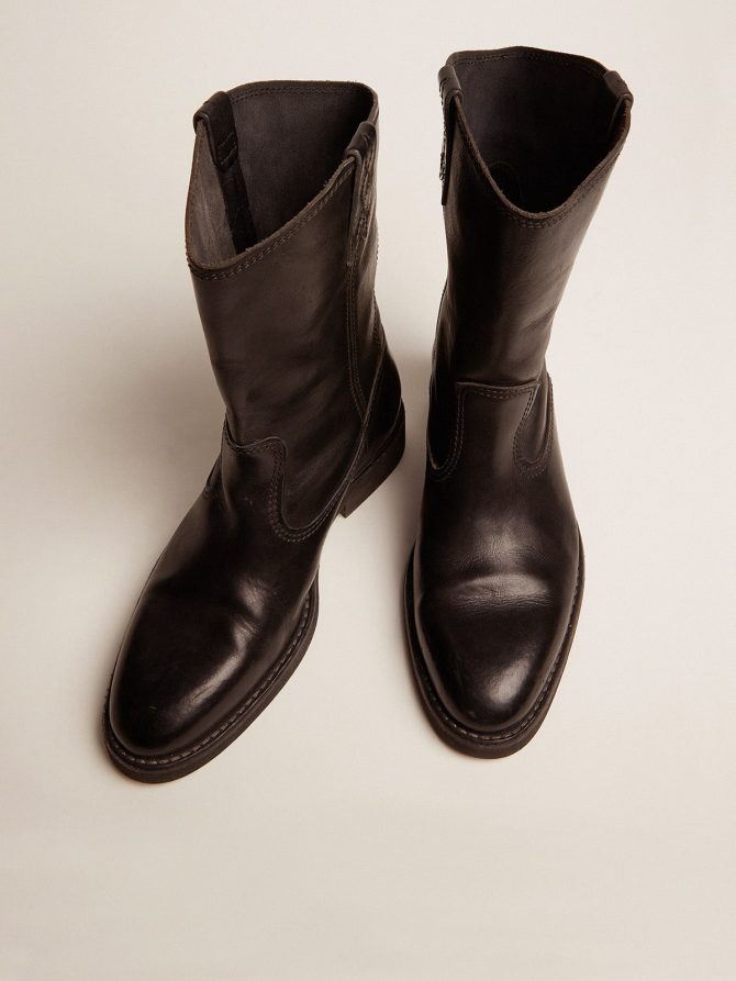 Biker boots in black leather - Image 2