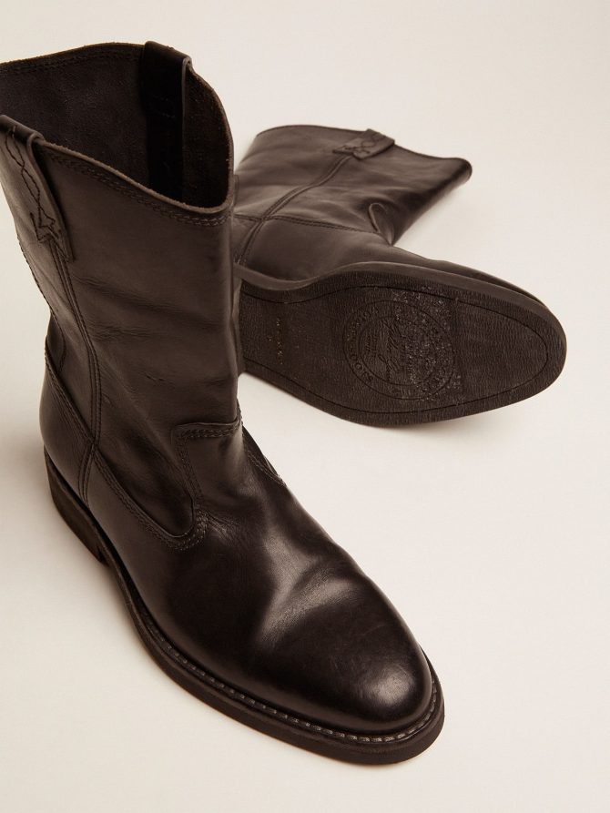 Biker boots in black leather - Image 3