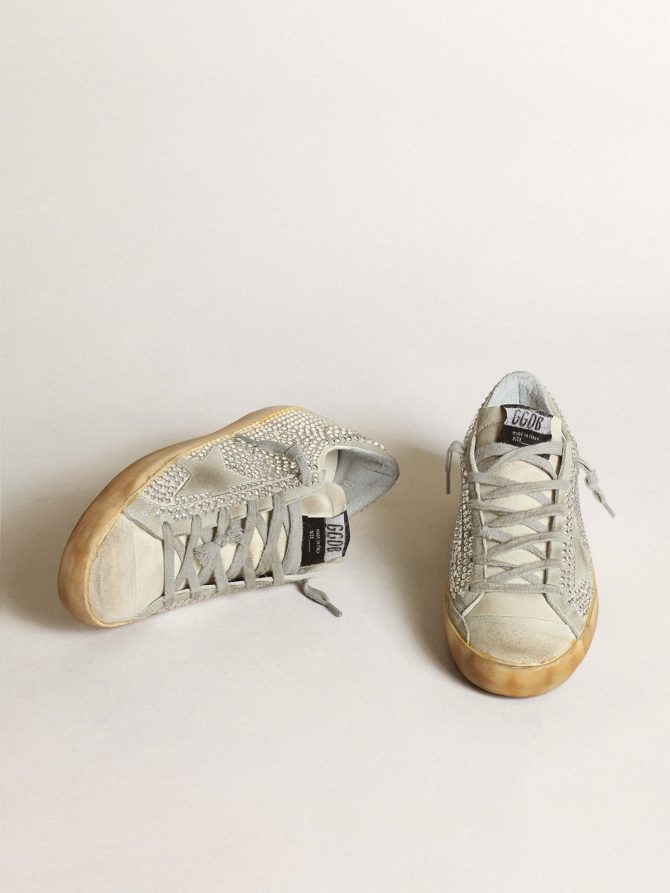 Women’s Super-Star in aged white nubuck with Swarovski crystals - Image 2