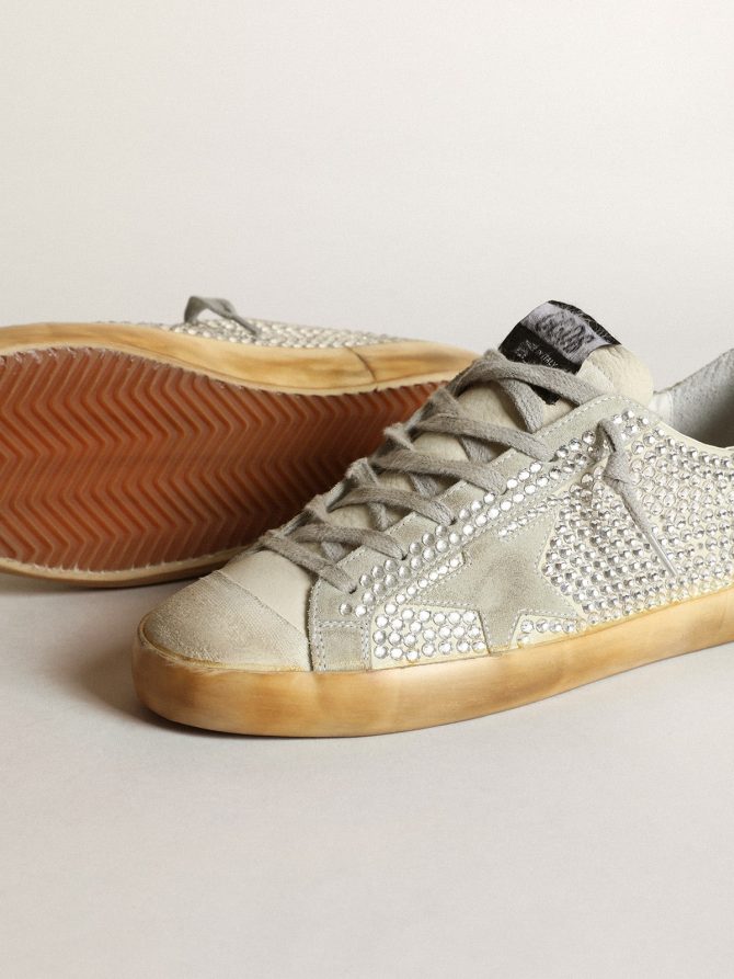 Women’s Super-Star in aged white nubuck with Swarovski crystals - Image 3
