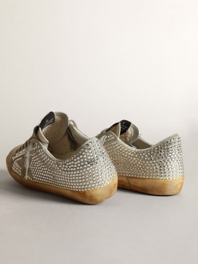 Women’s Super-Star in aged white nubuck with Swarovski crystals - Image 4