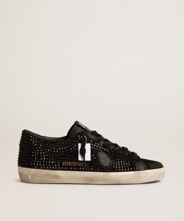 Super-Star in black suede with Swarovski crystals and black suede star