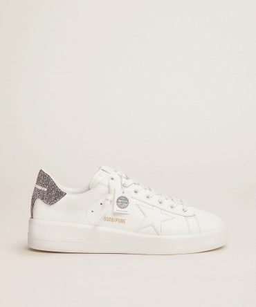 Purestar in white leather with silver Swarovski crystal heel tab