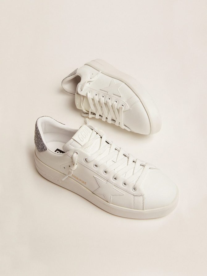 Purestar in white leather with silver Swarovski crystal heel tab - Image 2