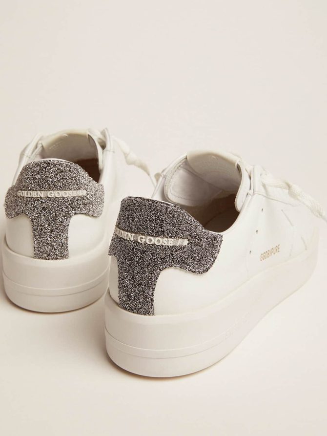 Purestar in white leather with silver Swarovski crystal heel tab - Image 5