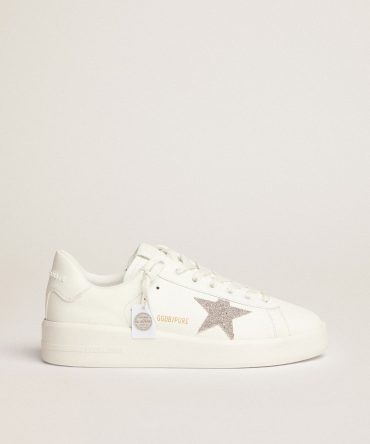 Women’s Purestar in white leather with silver Swarovski crystal star