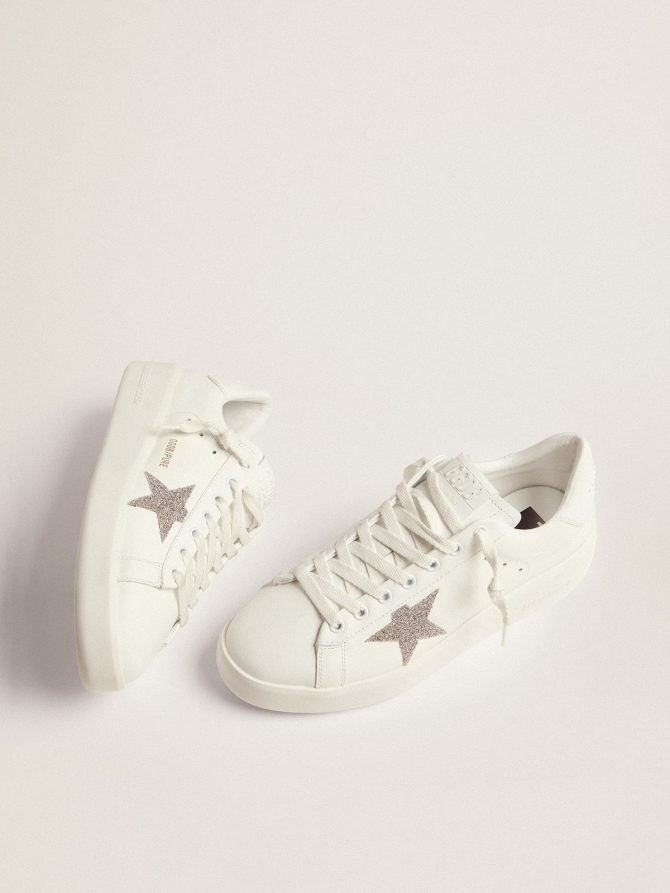 Women’s Purestar in white leather with silver Swarovski crystal star - Image 2