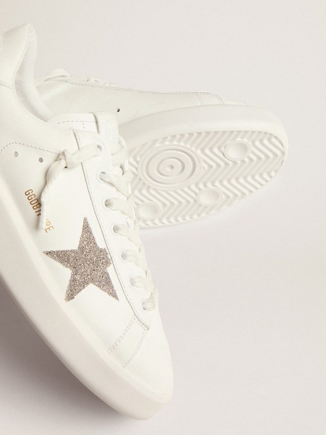 Women’s Purestar in white leather with silver Swarovski crystal star - Image 4