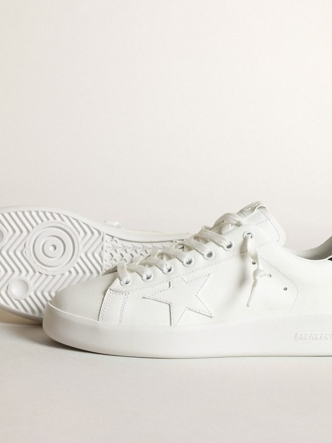 Purestar in white leather with tone-on-tone star and heel tab in black Swarovski crystals - Image 3