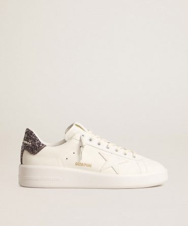 Women’s Purestar with white leather star and anthracite glitter heel tab