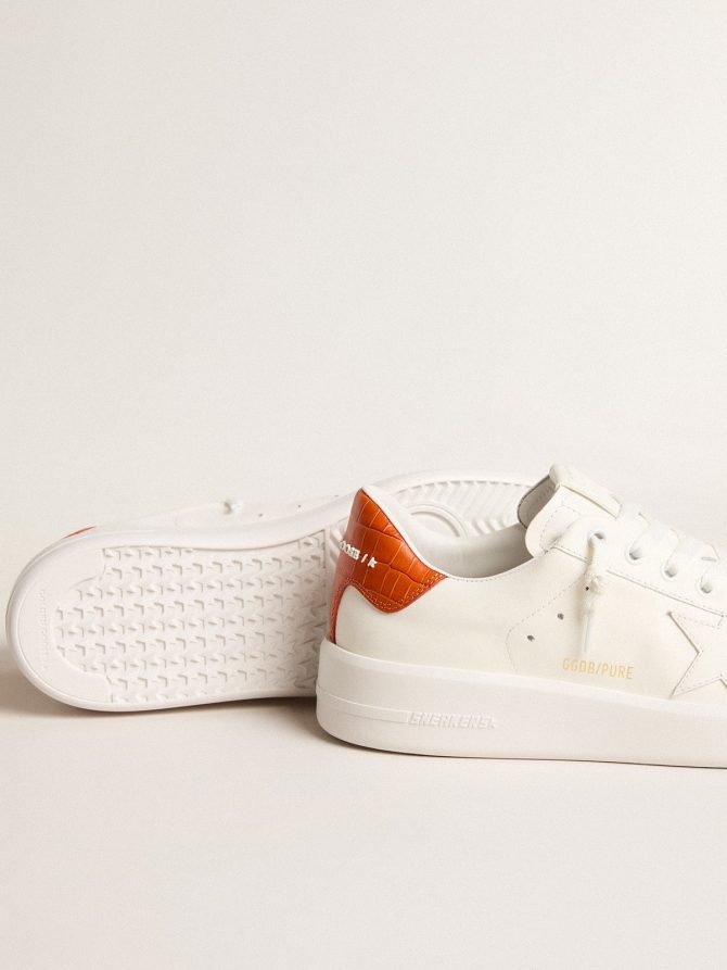 Women’s Purestar with white leather star and orange heel tab - Image 3