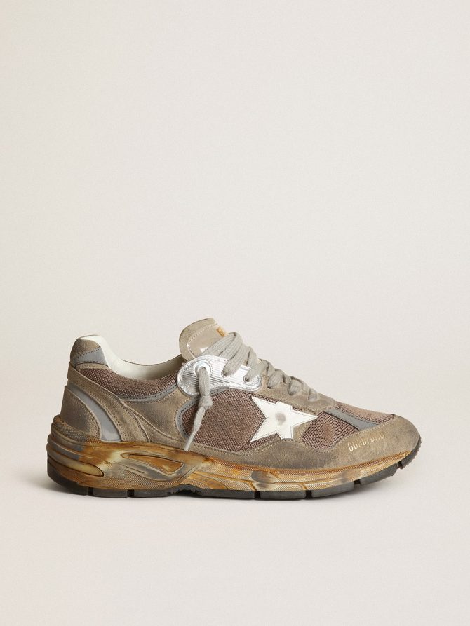 Women’s Dad-Star in dove gray mesh and suede