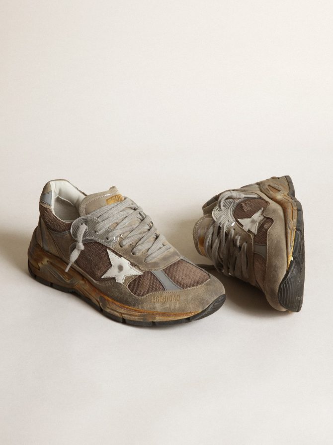 Women’s Dad-Star in dove gray mesh and suede - Image 2