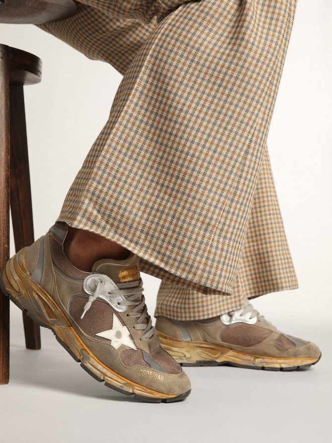 Women’s Dad-Star in dove gray mesh and suede - Image 3