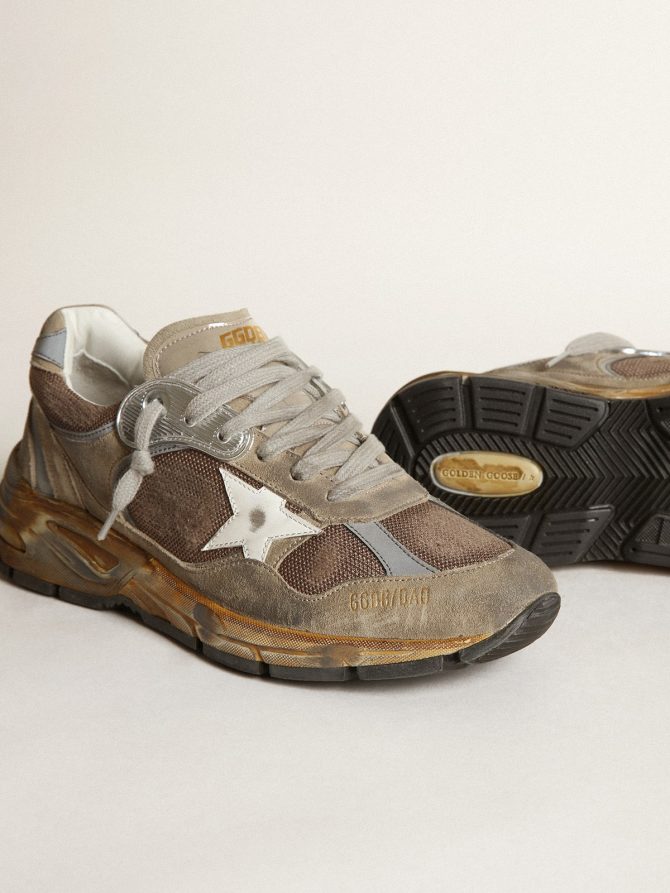 Women’s Dad-Star in dove gray mesh and suede - Image 4