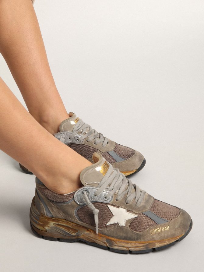 Women’s Dad-Star in dove gray mesh and suede - Image 6