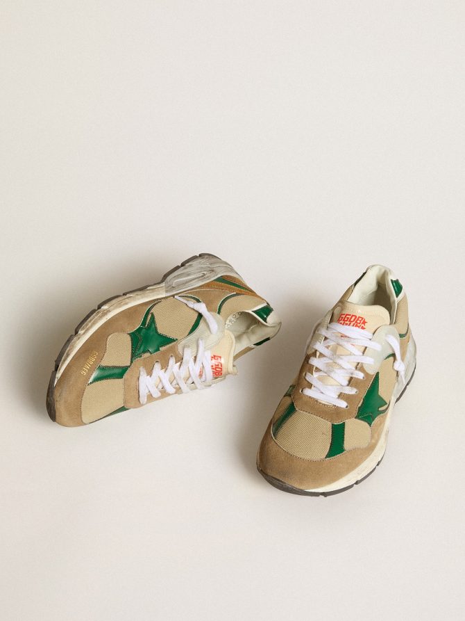 Women’s Running Sole LAB in nylon with green leather star and suede inserts - Image 2