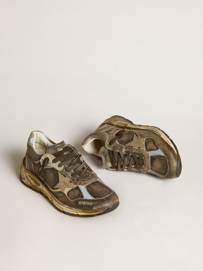 Women’s Dad-Star in suede and nylon with khaki leather star and heel tab - Image 2