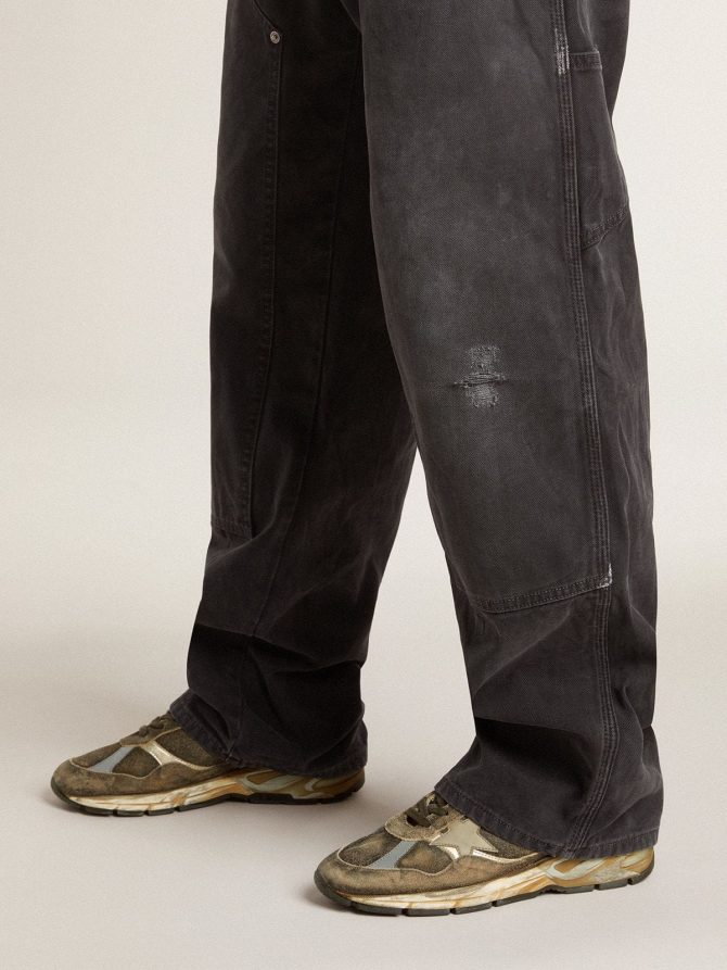 Women’s Dad-Star in suede and nylon with khaki leather star and heel tab - Image 3
