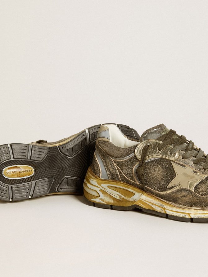 Women’s Dad-Star in suede and nylon with khaki leather star and heel tab - Image 4