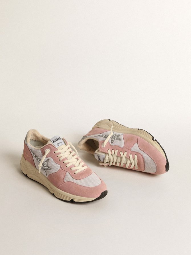 Running Sole in gray mesh and suede with silver glitter star - Image 2