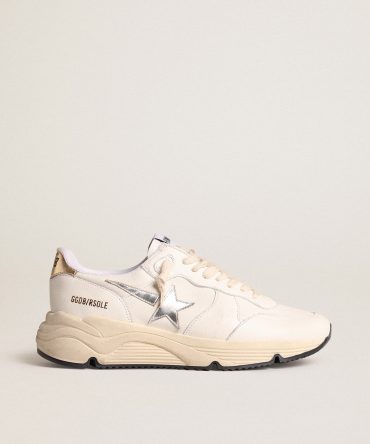 Running Sole in nappa with silver star and gold leather heel tab