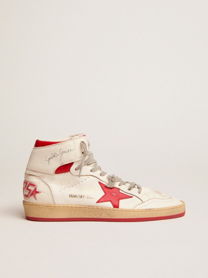 Women’s Sky-Star in white nappa with red star and heel tab