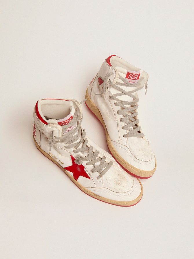 Women’s Sky-Star in white nappa with red star and heel tab - Image 2