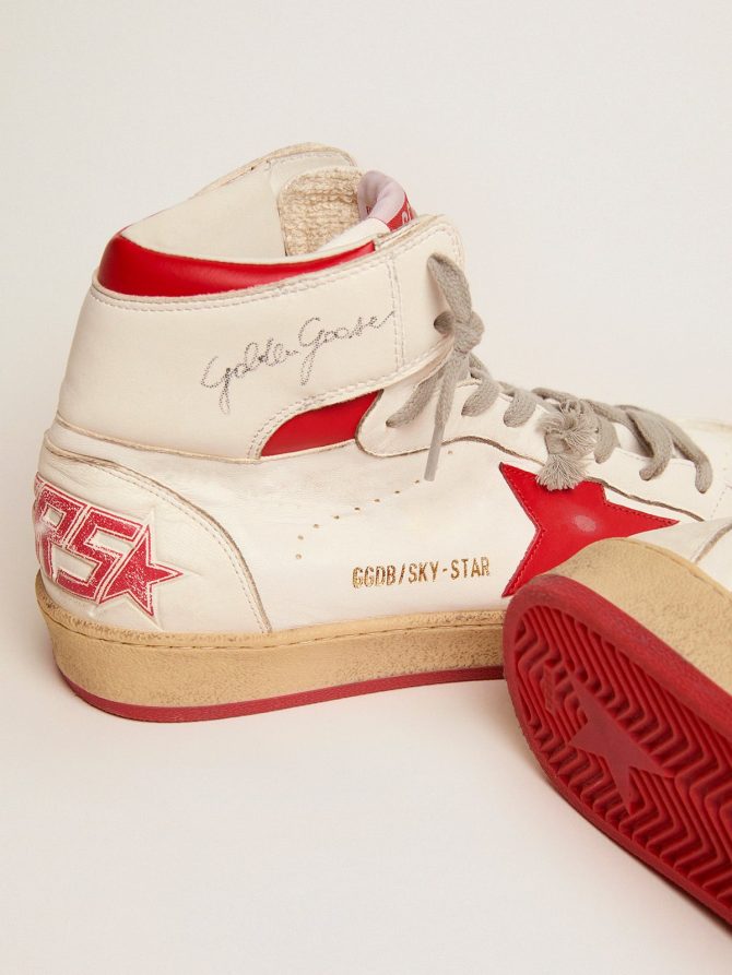 Women’s Sky-Star in white nappa with red star and heel tab - Image 3