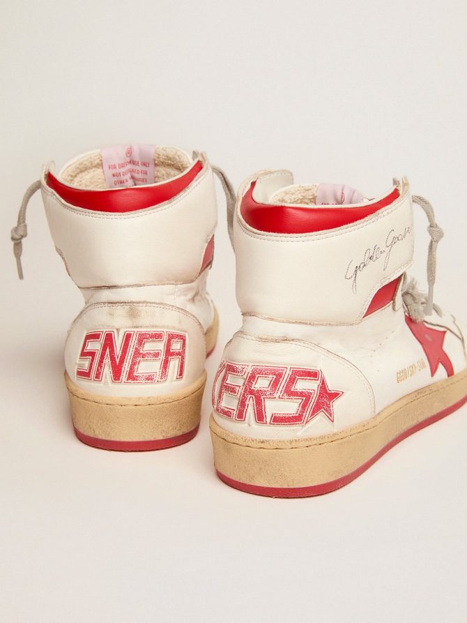 Women’s Sky-Star in white nappa with red star and heel tab - Image 4