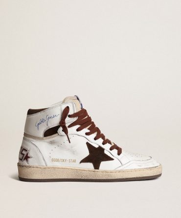 Women’s Sky-Star in white nappa leather with chocolate suede star