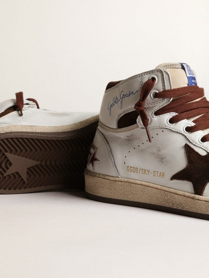 Women’s Sky-Star in white nappa leather with chocolate suede star - Image 4