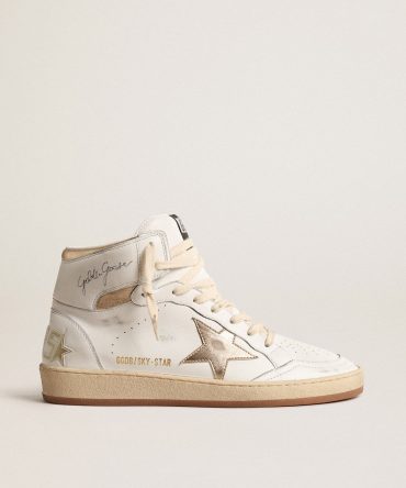 Sky-Star in white nappa leather with gold metallic leather star and heel tab