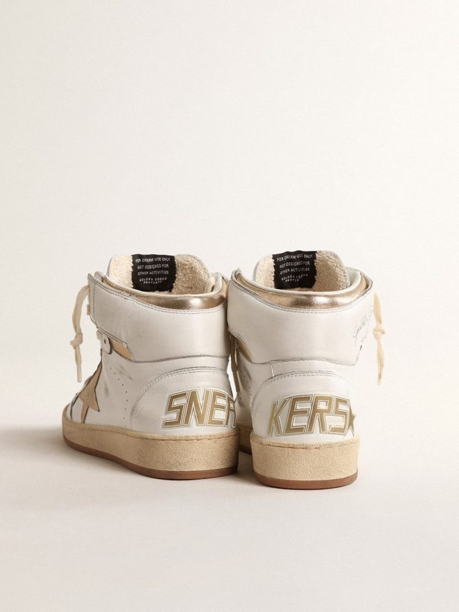 Sky-Star in white nappa leather with gold metallic leather star and heel tab - Image 5